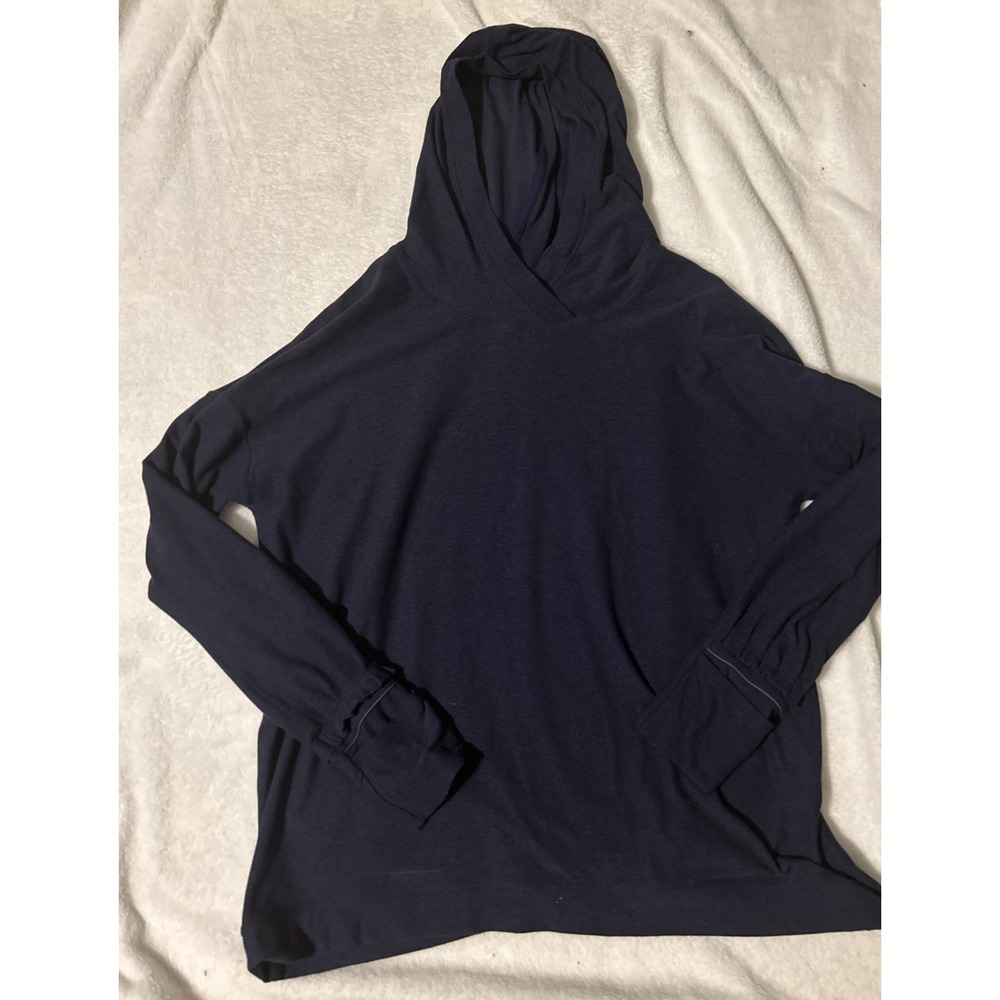 Lululemon Hoodie Womens 12 Navy  Blue Stretch Performance Thumbholes Athletic